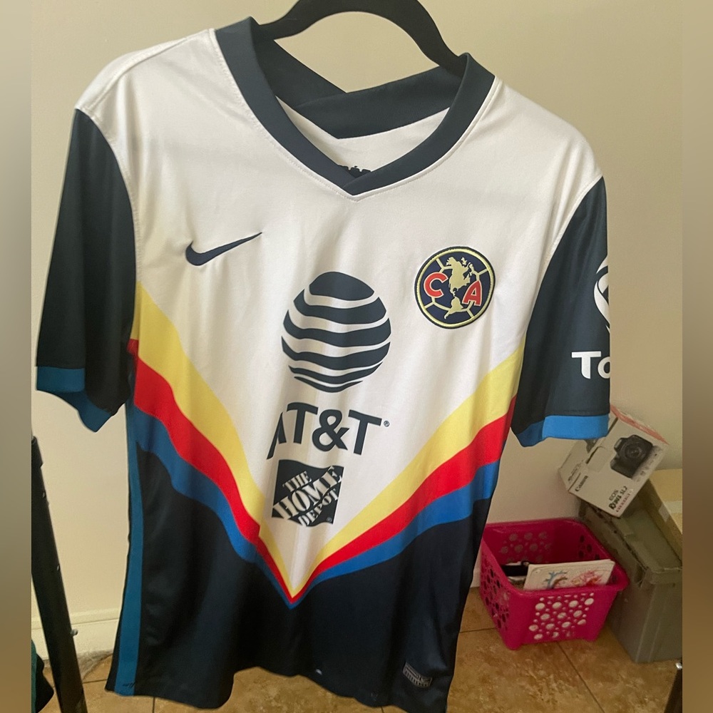 Nike Club America Soccer Jersey - White, Navy, and Yellow